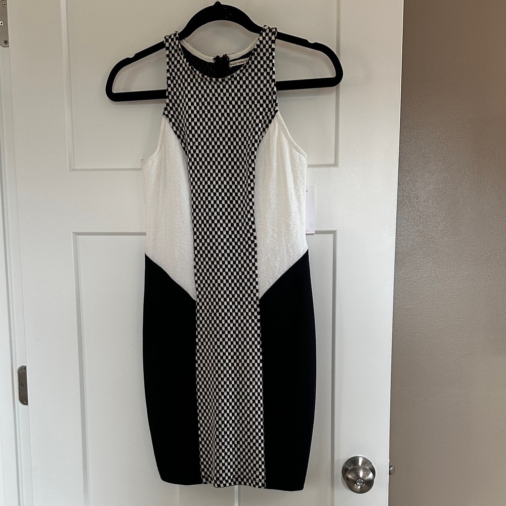 Mustard Seed Monochrome Checkered Mini Dress